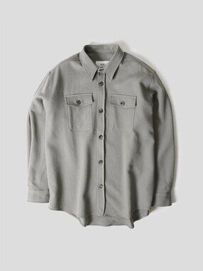 Ami Chest Pocket Overshirt Taupe 100% Wool Size Large UJK224.WV0030-281 NWT